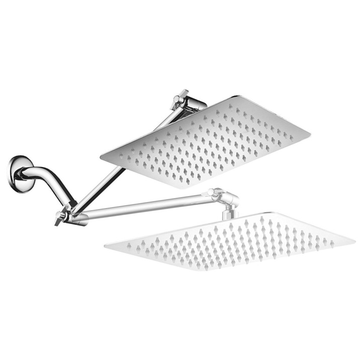 Cap de dus tip ploaie cu brat de montare, 25x25 cm, otel inoxidabil, finisaj lucios, Vivo SSH10K