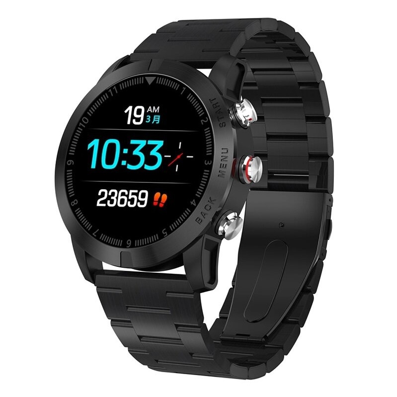 Ceas Smartwatch, Karen, S10, Monitorizare ritm cardiac, antrenament, bratara metalica, Negru