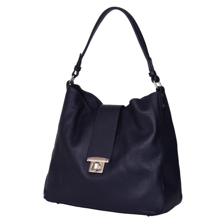 Чанта от естествена кожа Loredana тъмносиня