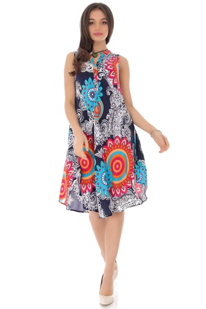 Rochie De Vara Multicolora Din Vascoza Roh Dr4091 36 Emag Ro