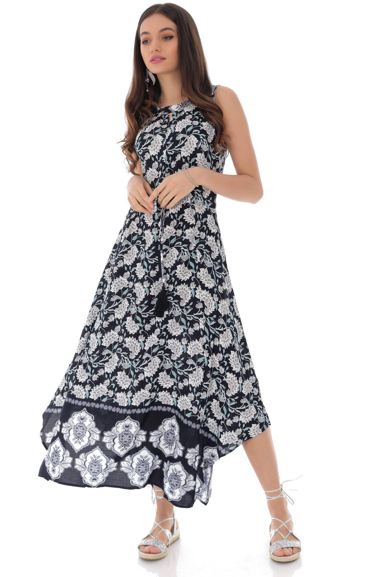 Rochie maxi de vara, multicolora, ROH - DR4092, 34