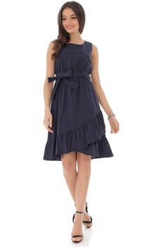 Rochie bleumarin cu volane asimetrice, ROH - DR4106 Rochie bleumarin cu volane asimetrice, ROH - DR4106