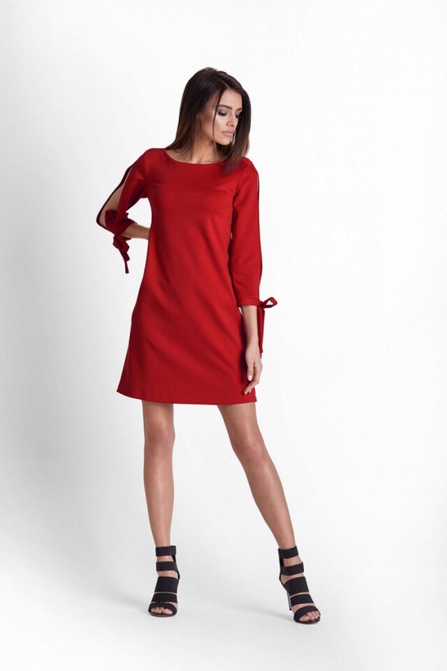 Rochie de zi model 127304 IVON, Rosu