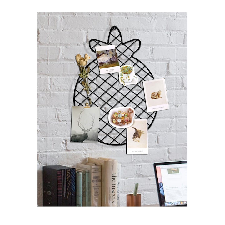 Panou foto metalic, Ananas Homs, 47 x 36 cm, negru