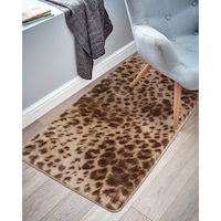 Covor Shaggy tip blanita ,60x100cm, poliester 100%, gramaj 1400g/mp, dos antislip PVC cu puncte, model rectangular buline maro