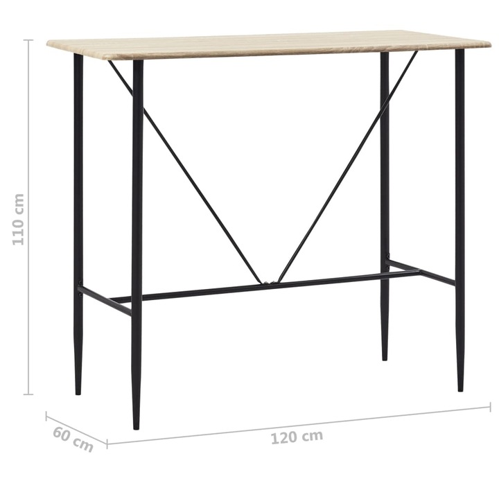 Masa de bar vidaXL, stejar, 120 x 60 x 110 cm, MDF, 14 kg 281548