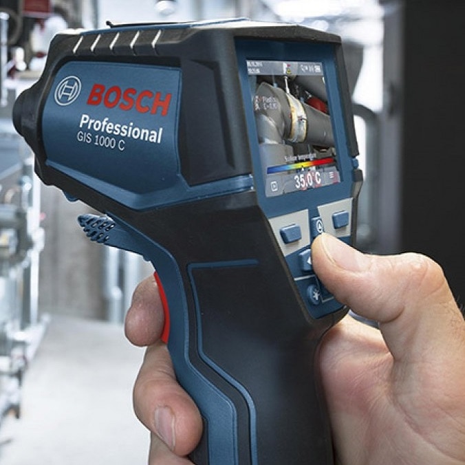 Detector termic Bosch Professional GIS 1000 C, 1000°C, precizie +/- 1°C,  ecran TFT LCD 