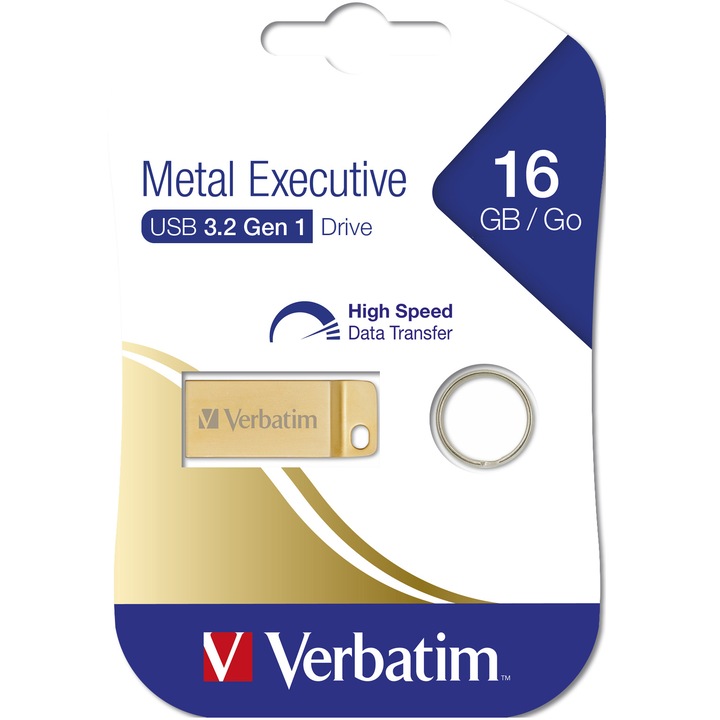 Memorie USB Verbatim Metal Executive 3.0, 16GB, Gold