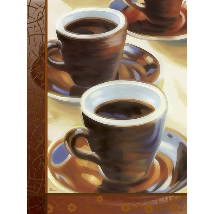 Vászonkép, kávé, csésze, tányér 40x53 cm-es