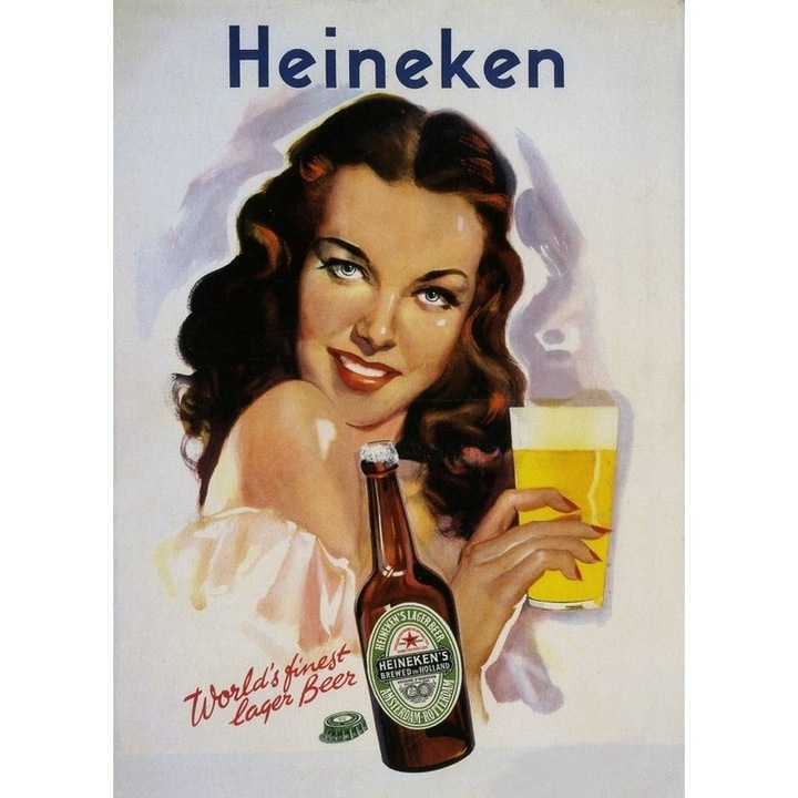 Vászonkép, plakát, reklám, sör, heineken 25x35 cm-es