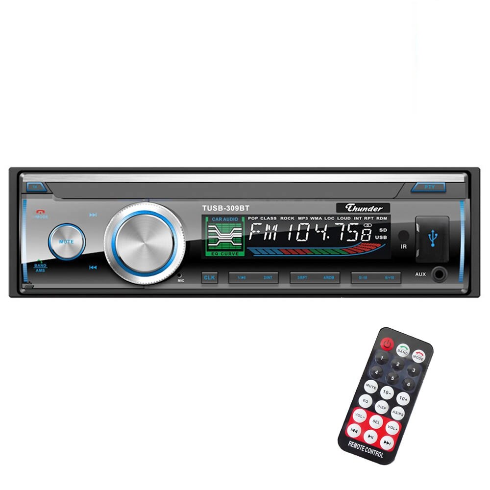 Radio MP3 Bluetooth Player Thunder TUSB-309BT, panou retractabil , RDS, USB SD AUX Radio FM, telecomanda, 4x45W