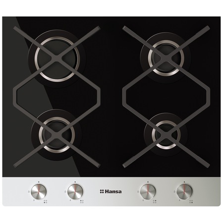 Plita incorporabila Hansa BHKS630500, 4 arzatoare, Aprindere electrica, Gaz, Sticla Neagra