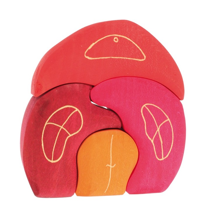 Set de constructie bebelusi, Rosu, Grimm's Spiel und Holz Design, Dezvoltarea abilitatilor senzoriale