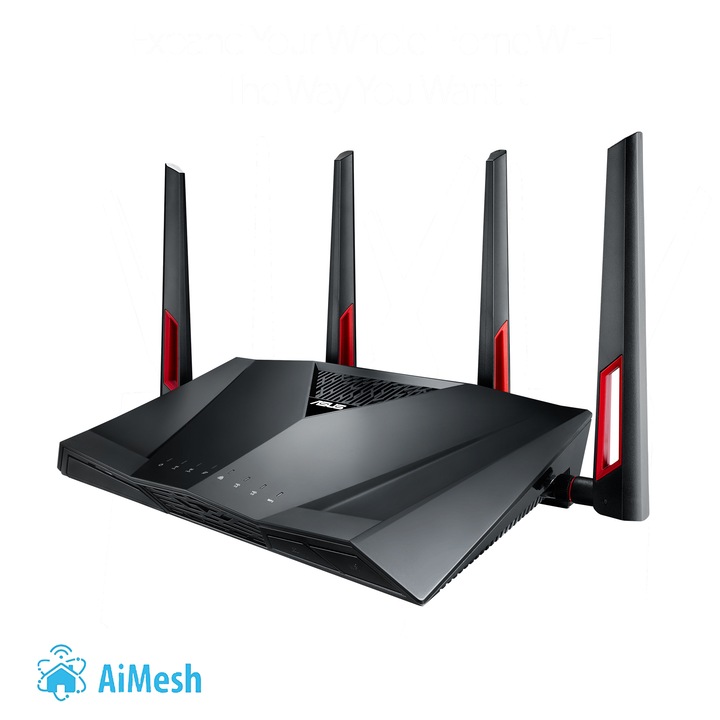 Безжичен рутер Gaming ASUS RT-AC88U, AC3100, Dual-Band, AiMesh, 4 антени Wi-Fi