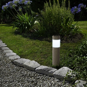 Lampa solara LED de exterior pentru gradina Garden of Eden, imitatie piatra, senzor crepuscular, acumulator 300 mAh, 380 mm, Maro