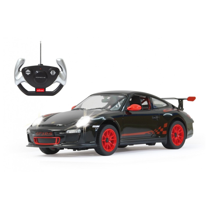 Masina RC cu telecomanda Porsche GT3, Lungime 32 cm, Scara 1:14, Lumina Led fata/spate, 6+