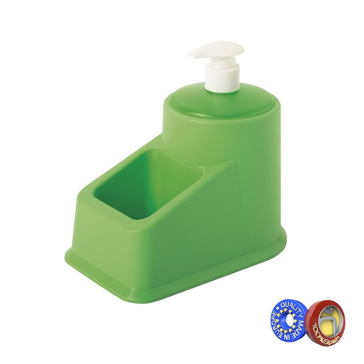Диспенсър за течен сапун за баня и кухня с допълнителна поставка Hogar , цвят Зелен