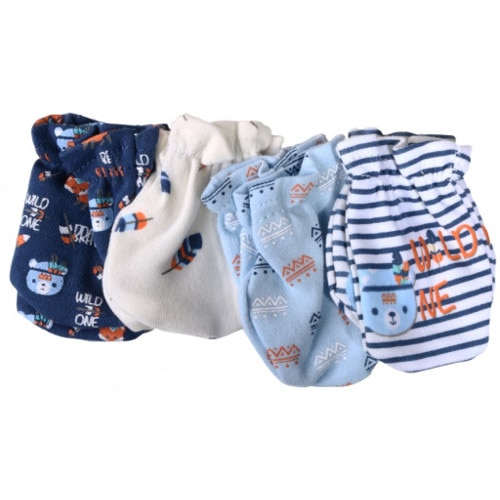 Set Cangaroo 4 Perechi de Manusi pentru Nou Nascuti, Blue