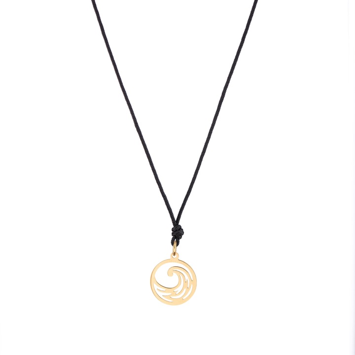 Colier snur Element Apa, Ms FireFly, Negru/Auriu, 14 k