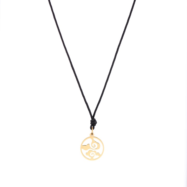 Colier snur Element Aer, Ms FireFly, Negru/Auriu, 14 k