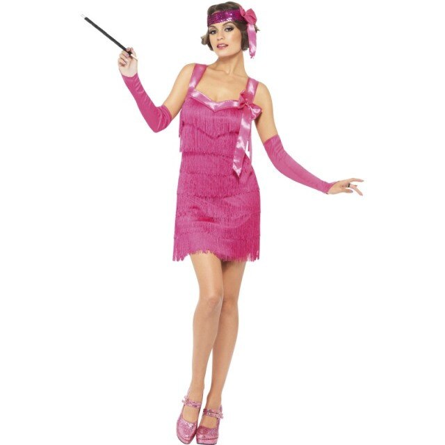Costum de carnaval, Bruno, Anii 20, roz fuchsia, pentru femei, marimea S