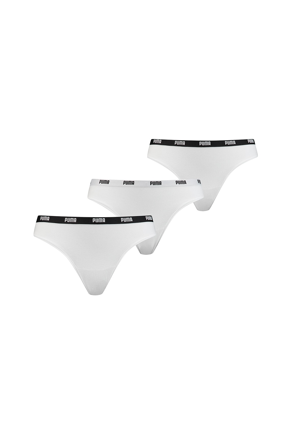 Puma, Set de chiloti tanga - 3 perechi, Alb/Negru