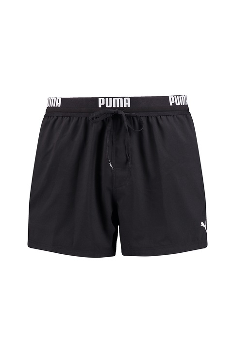 Puma, Плувни шорти с лого, Бял/Черен