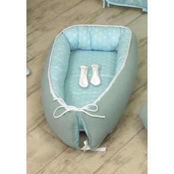 Babynest pentru bebelusi, din bumbac, Origami Waffle fata dubla Mint Turcoaz , 70 x 45 cm, Amy Babynest pentru bebelusi, din bumbac, Origami Waffle fata dubla Mint Turcoaz , 70 x 45 cm, Amy