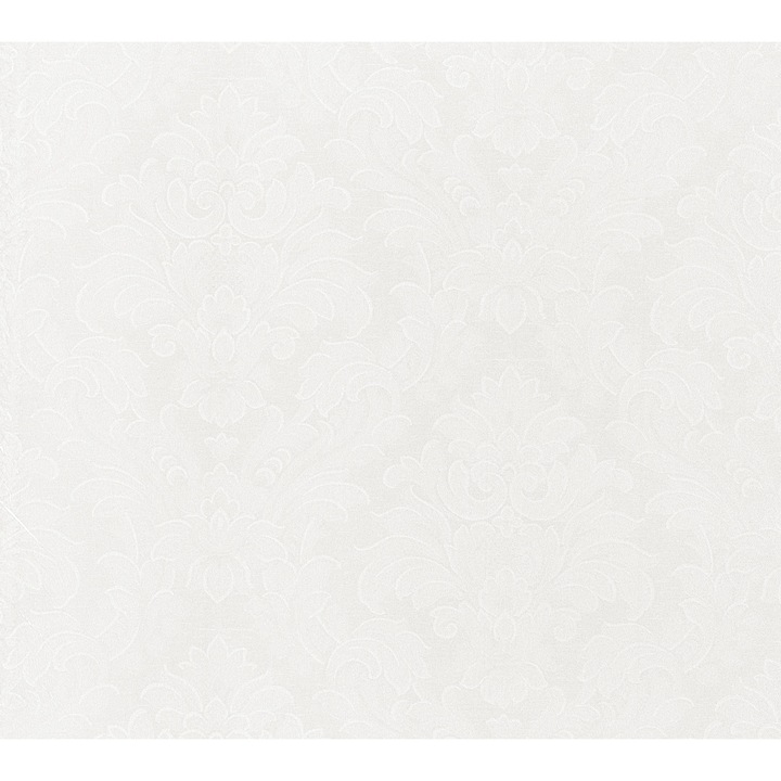 Tapet clasic, model baroc, vinil compact, extralavabil, pe suport de hartie 90811 alb 53cm x 10m