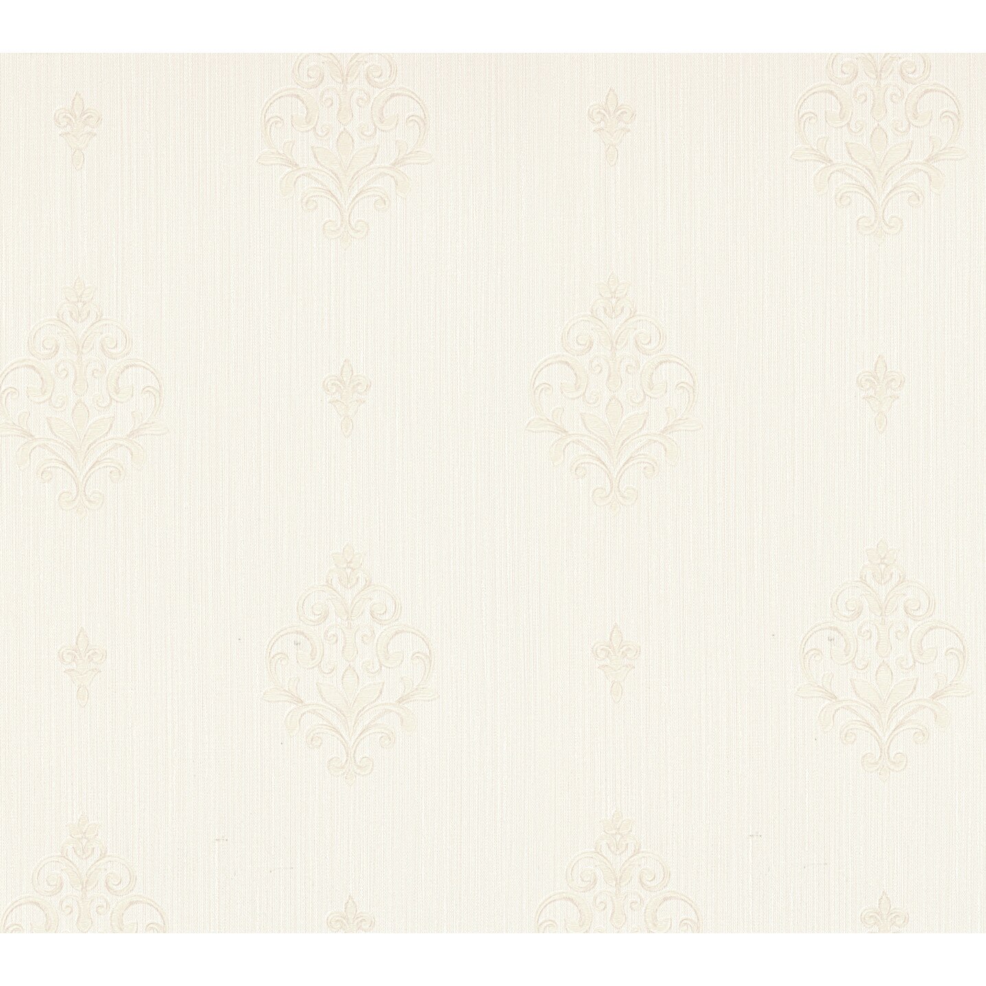Tapet clasic, model baroc mic, vinil compact, extralavabil, pe suport de hartie 91811 crem/arg 53cm x 10m