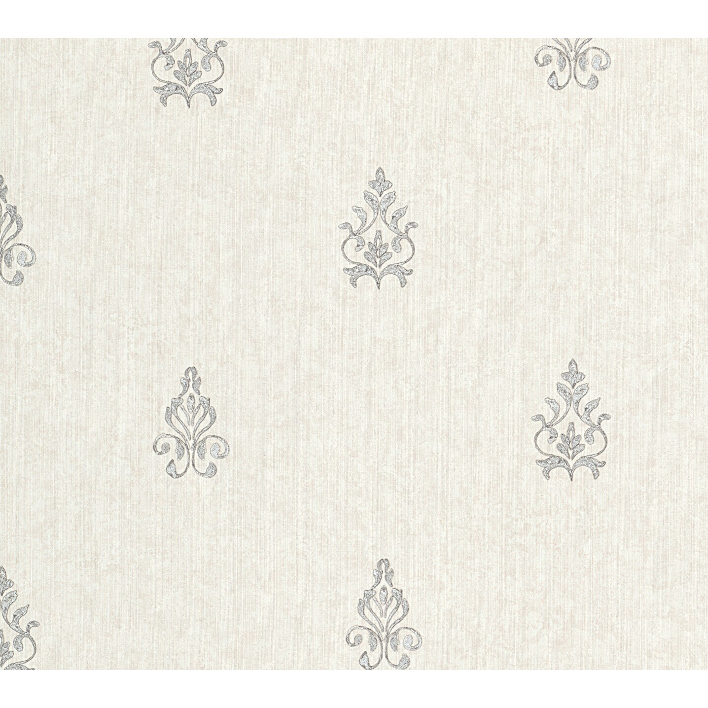 Tapet clasic, model baroc mic, vinil compact, extralavabil, pe suport de hartie 93104 argintiu/gri 53cm x 10m
