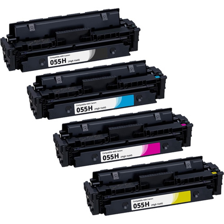 Ecoink 055, Festékkazetta-készlet, 4 darabos, Chip nélküli, BK / C/ M / YH, 25300 oldal, Kompatibilis a Canon i-SENSYS LBP nyomtatókkal