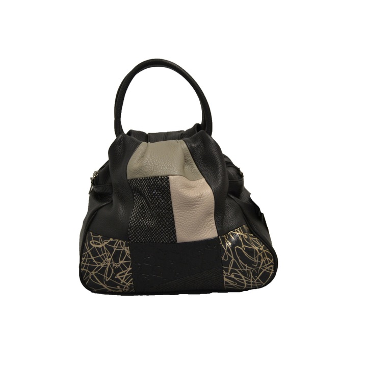 Zea Női táska, Természetes bőr, Fekete (07102)