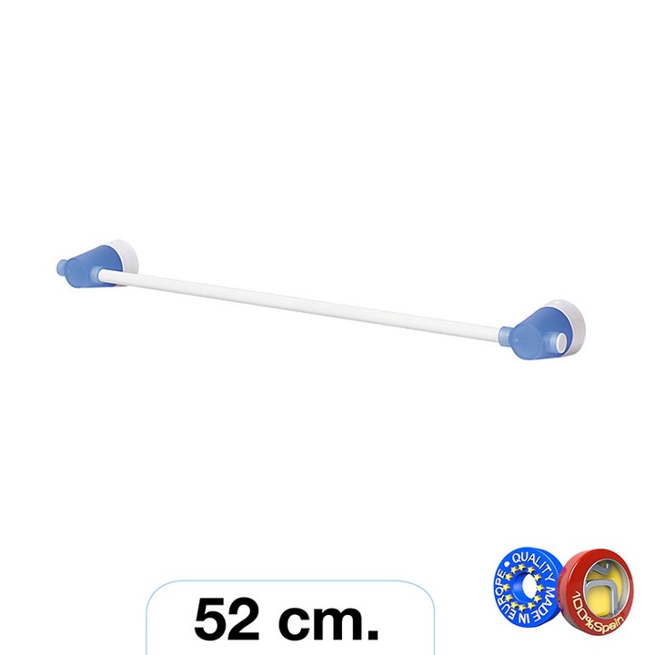 Окачване за хавлии Hogar, аксесоар за стенен монтаж , цвят бял/син, 52 см.