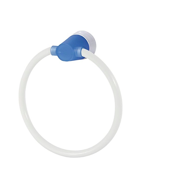 Ринг за хавлия Hogar 17 см. ,аксесоар за стенен монтаж, цвят бял и син