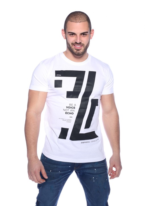 Мъжка тениска Espoca Be a Voice Not an Echo Street-wear Lifestyle T-shirt tee, бяла, размер XL