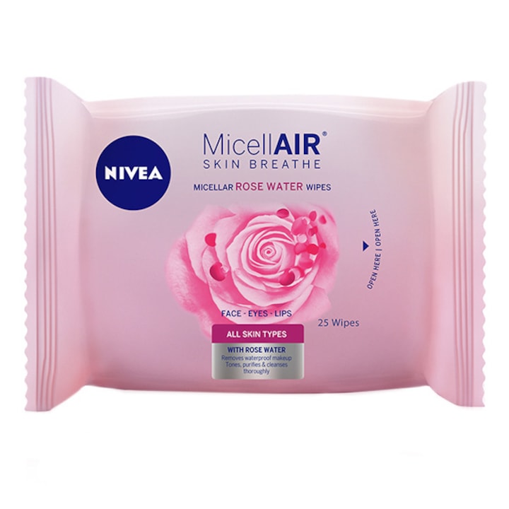 Мицеларни кърпички за почистванена грим Nivea Micellair Rose Water, 25 бр