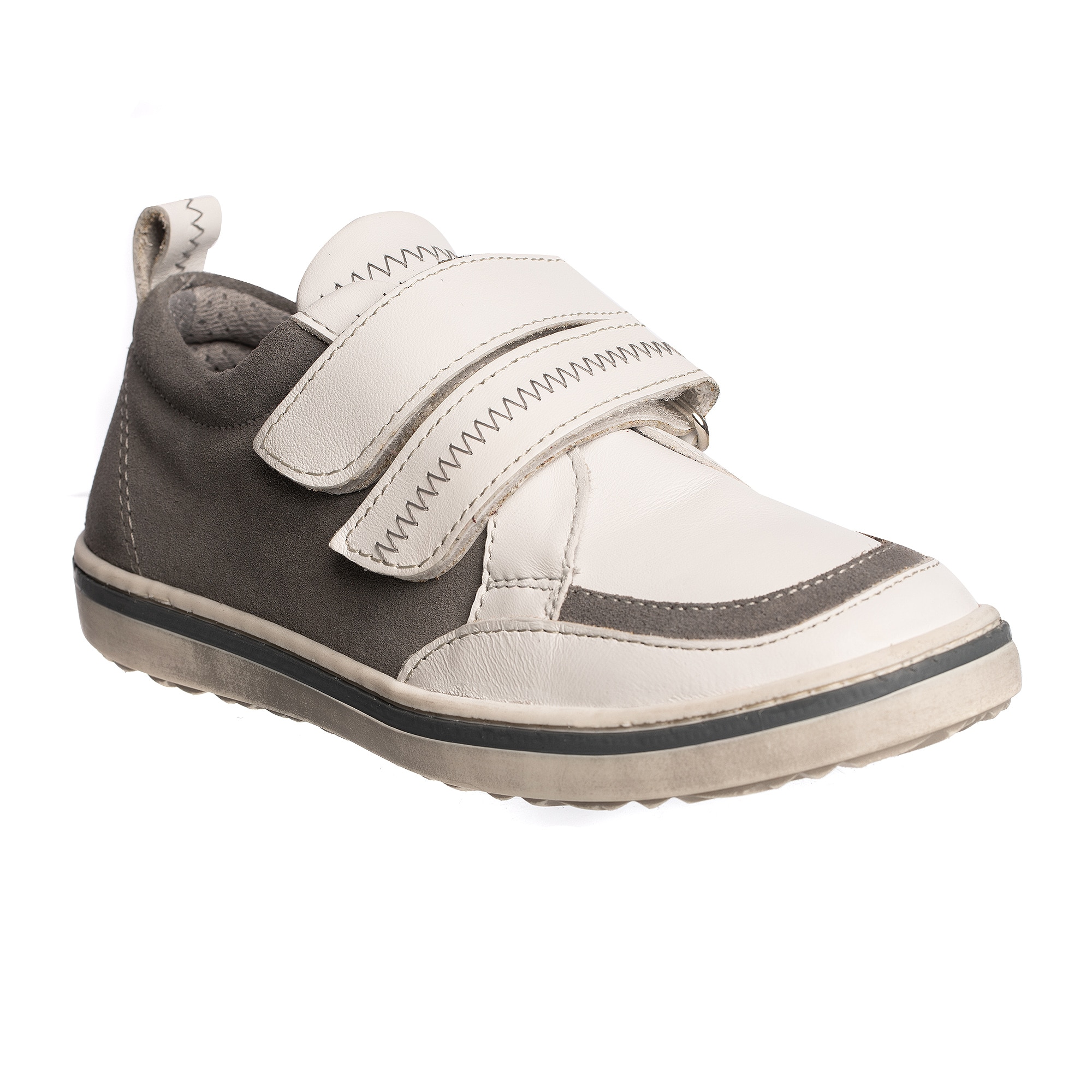 Tenisi din piele pentru baieti, PJ Shoes, GEO, alb
