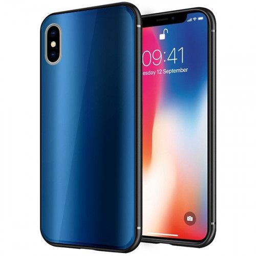 Case SAMSUNG GALAXY A51 Glass Case Rainbow dark blue