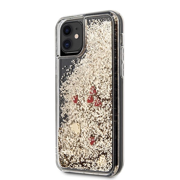 Husa iPhone 11 Guess Liquid Glitter Hearts Aurie