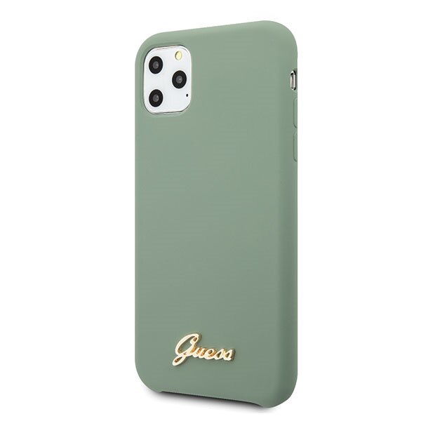 Husa iPhone 11 Pro Max Guess Silicone Vintage Gold Logo Verde