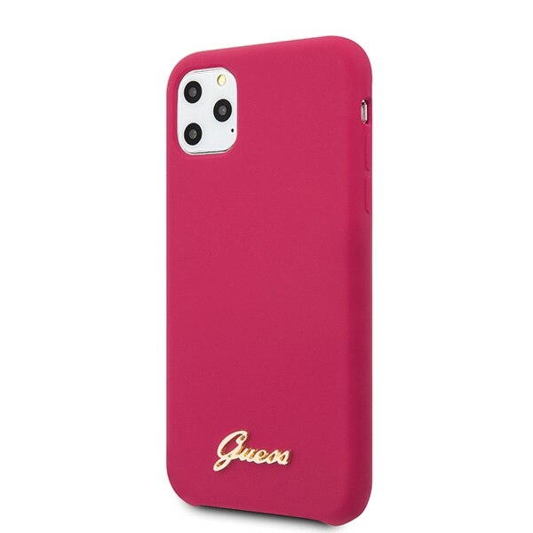 Husa iPhone 11 Pro Guess Silicone Vintage Gold Logo Red