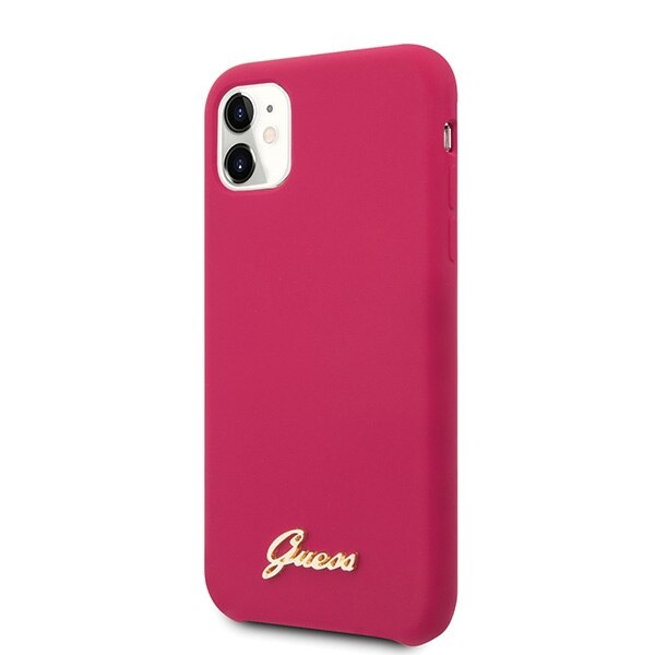 Husa iPhone 11 Guess Silicone Vintage Gold Logo Red