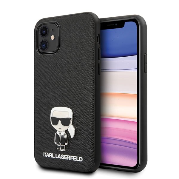 Husa iPhone 12 Mini Karl Lagerfeld Saffiano Ikonik Metal Black