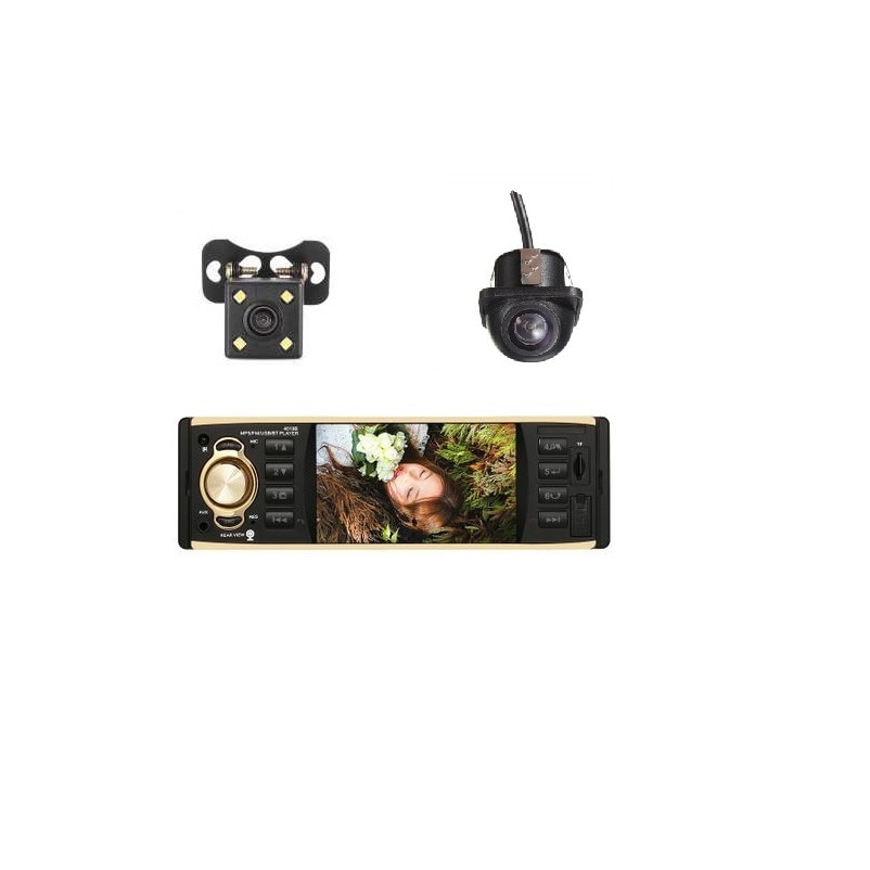 Pachet Dvd player 1 din, Camera Fata Dome si Camera Spate, Usb, Radio, Gold Edition