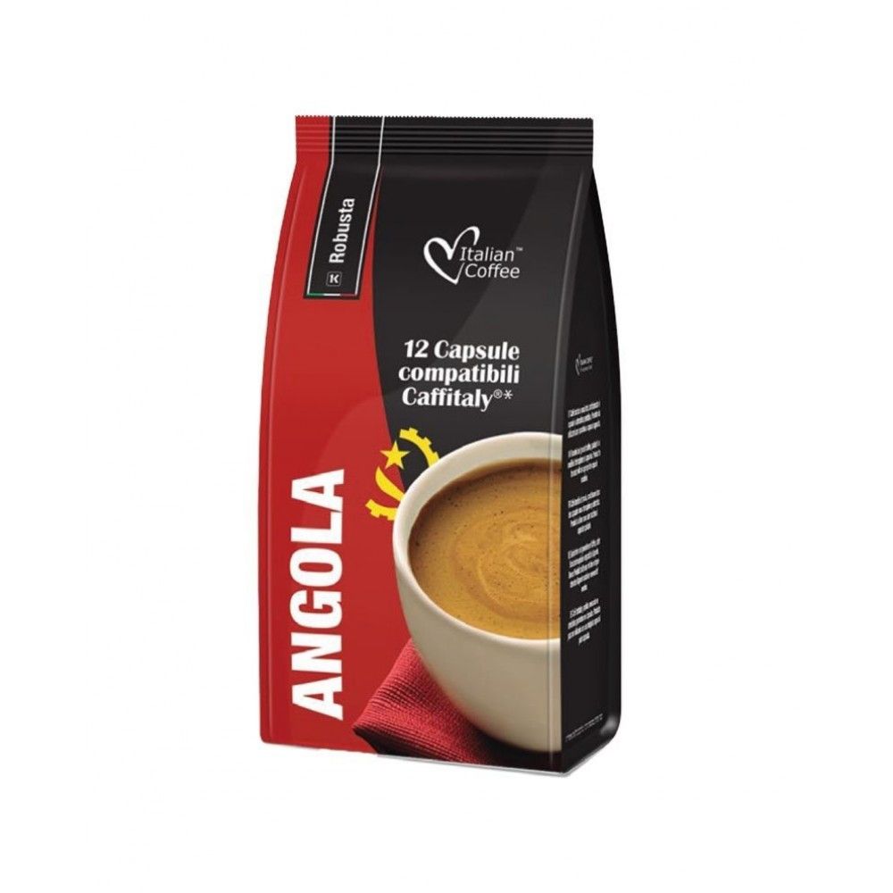 Capsule de cafea Italian Coffee Angola Robusta, Compatibile Cafissimo Caffitaly BeanZ, 12 capsule