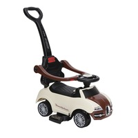 Masinuta copii si bebe NOVOKIDS™ Classico Rider 2 in 1 , Cu melodii si sunete, Maner de impins pentru parinti detasabil, Functie trotineta fara pedale, Pentru interior si exterior, Crem