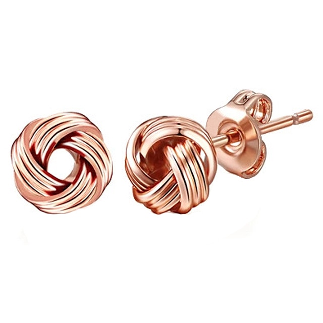 Cercei mici dama Philip Jones, rose gold, 6 mm diametru