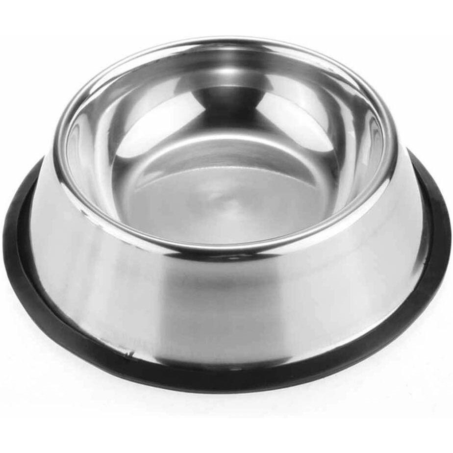 Castron din inox , pentru hrana animalelor de companie , cu suport antialunecare din cauciuc , 250 ml , Grunberg GR2979