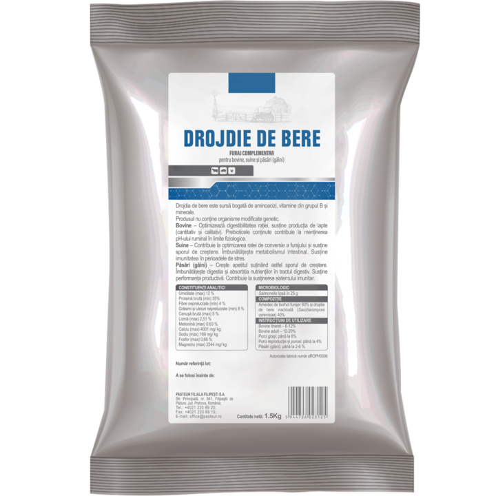 Drojdie de bere furajera, Pasteur, 1.5 kg